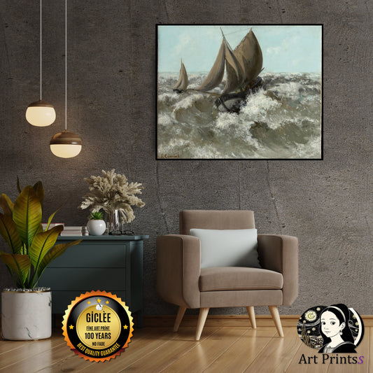 Courbet - The Sailboat - Seascape (1869)-Gustave Courbet-ArtPrintsS