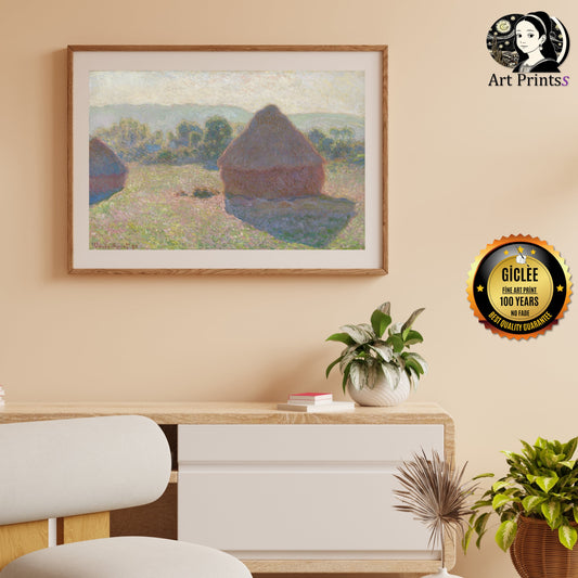 Monet - Haystacks, Midday - Meules, milieu du jour (1890)-Claude Monet-ArtPrintsS