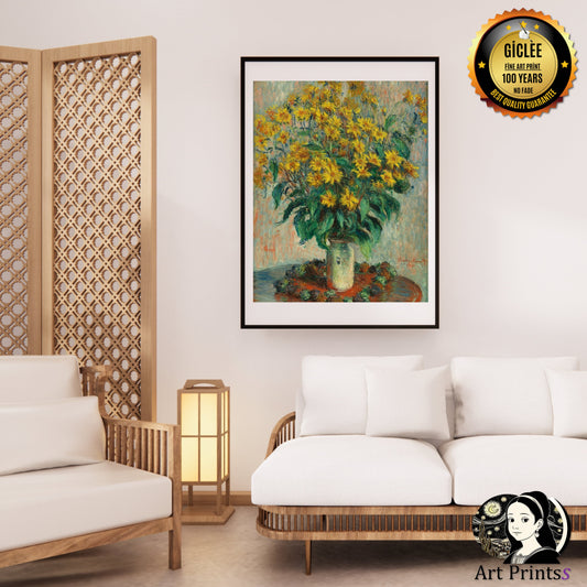 Monet - Jerusalem Artichoke Flowers (1880)-Claude Monet-ArtPrintsS