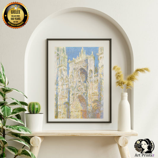Monet - Rouen Cathedral, West Façade, Sunlight (1894)-Claude Monet-ArtPrintsS