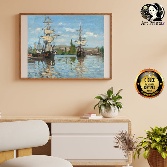 Monet - Ships Riding on the Seine at Rouen (1873)-Claude Monet-ArtPrintsS