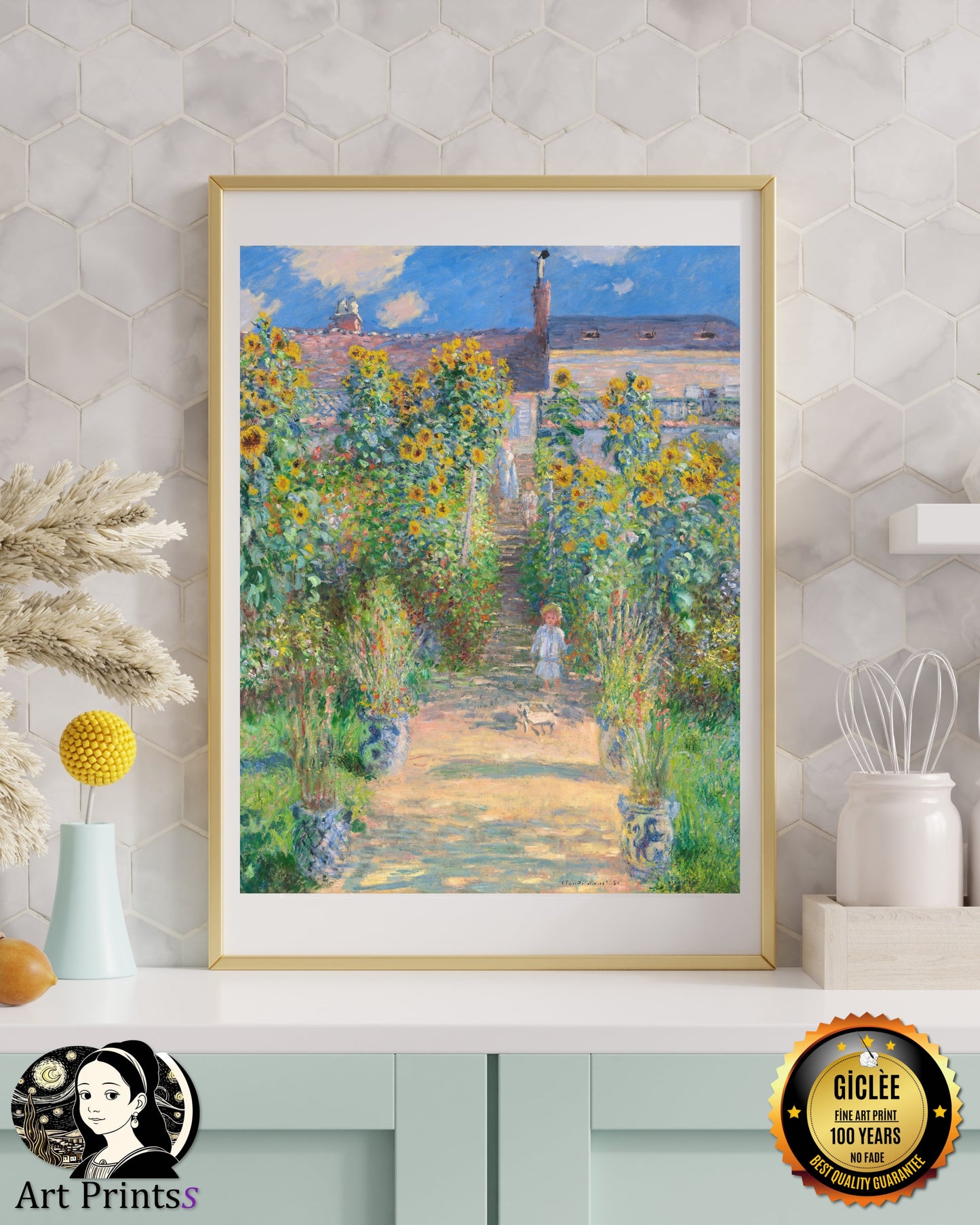 Monet - The Artist's Garden at Vétheuil (1881)-Claude Monet-ArtPrintsS