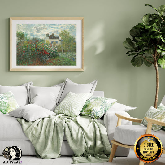 Monet - The Artist's Garden in Argenteuil - A Corner of the Garden with Dahlias (1873)-Claude Monet-ArtPrintsS