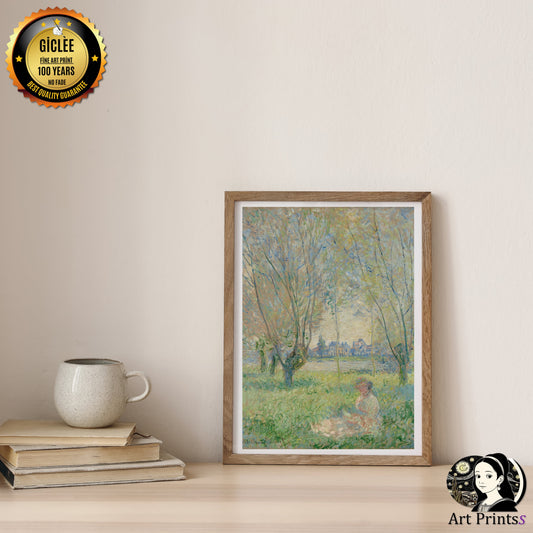 Monet - Woman Seated under the Willows (1880)-Claude Monet-ArtPrintsS