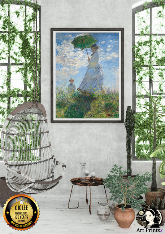 Monet - Woman with a Parasol (1875)-Claude Monet-ArtPrintsS