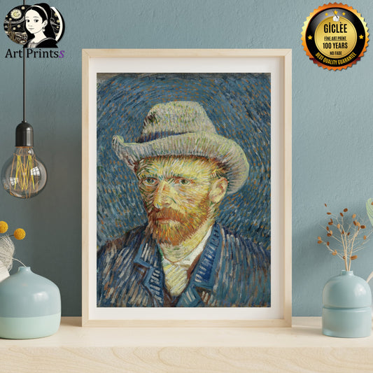 Van Gogh - Self-portrait with grey felt hat (1887)-Vincent Van Gogh-ArtPrintsS