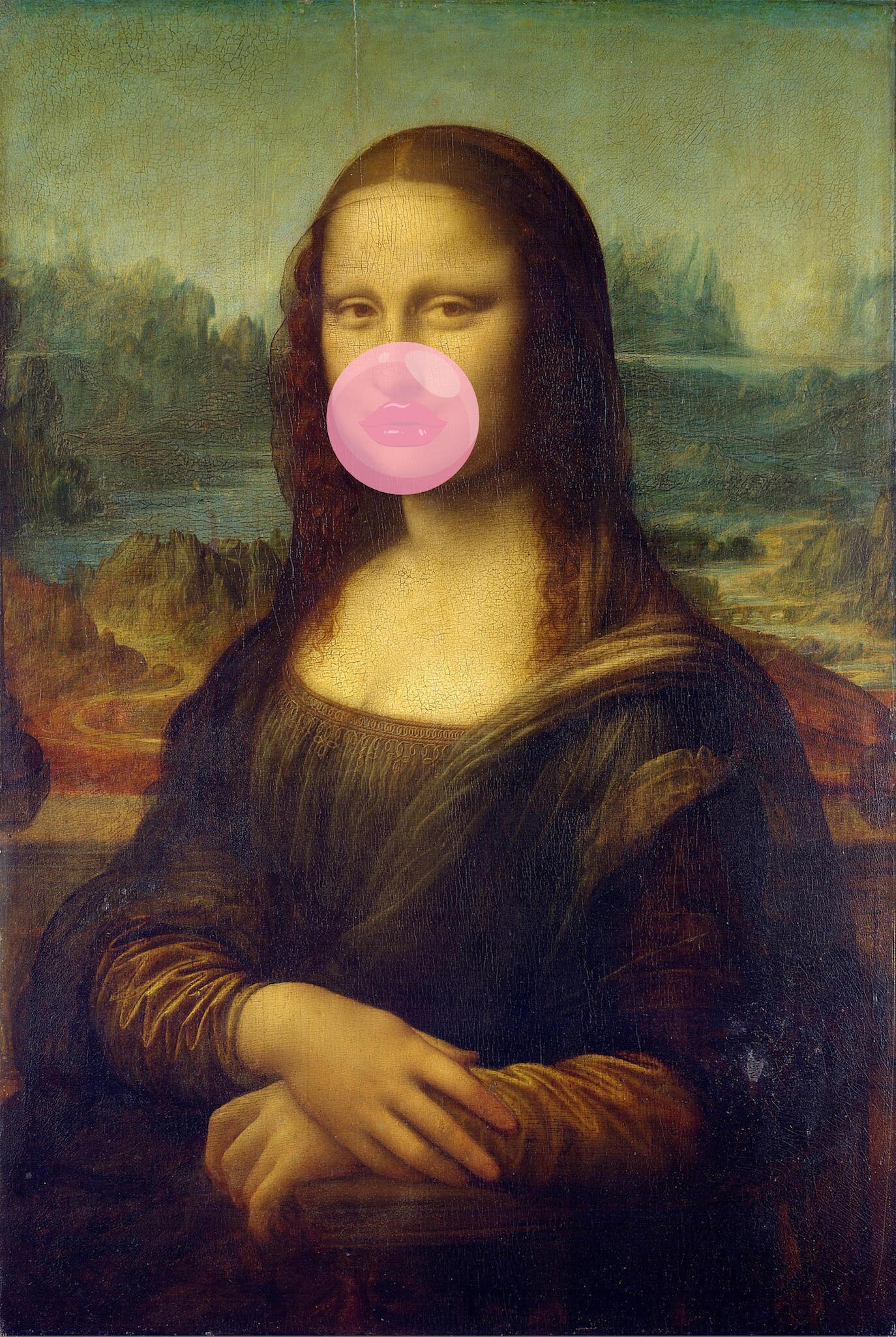 Mona-Lisa-Blowing-Bubble-Gum-Funny-Art-Print-ArtPrintsS