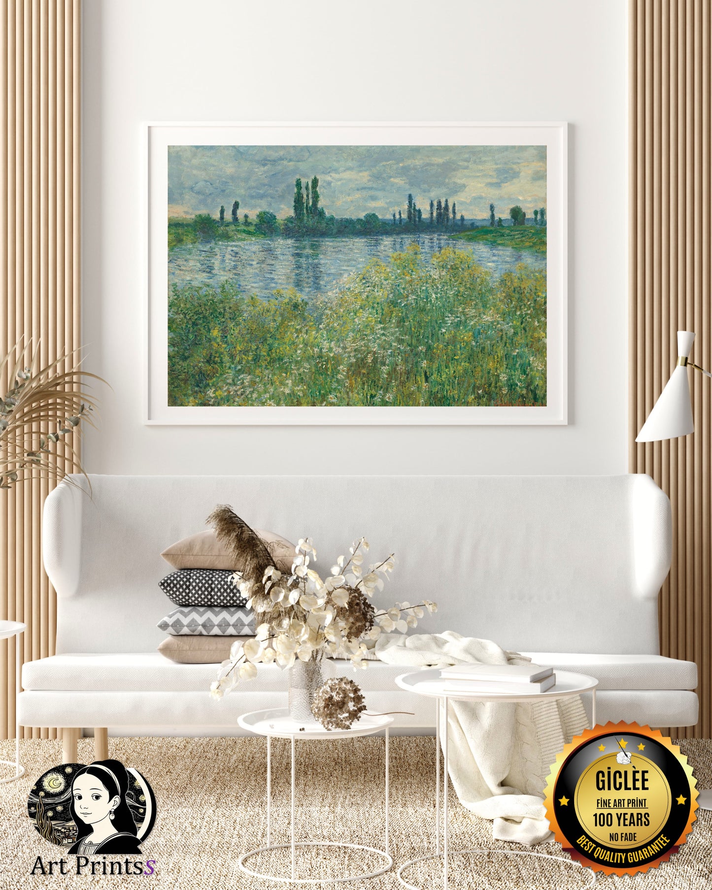 Monet - Banks of the Seine-Vétheuil (1880)-Claude Monet-ArtPrintsS