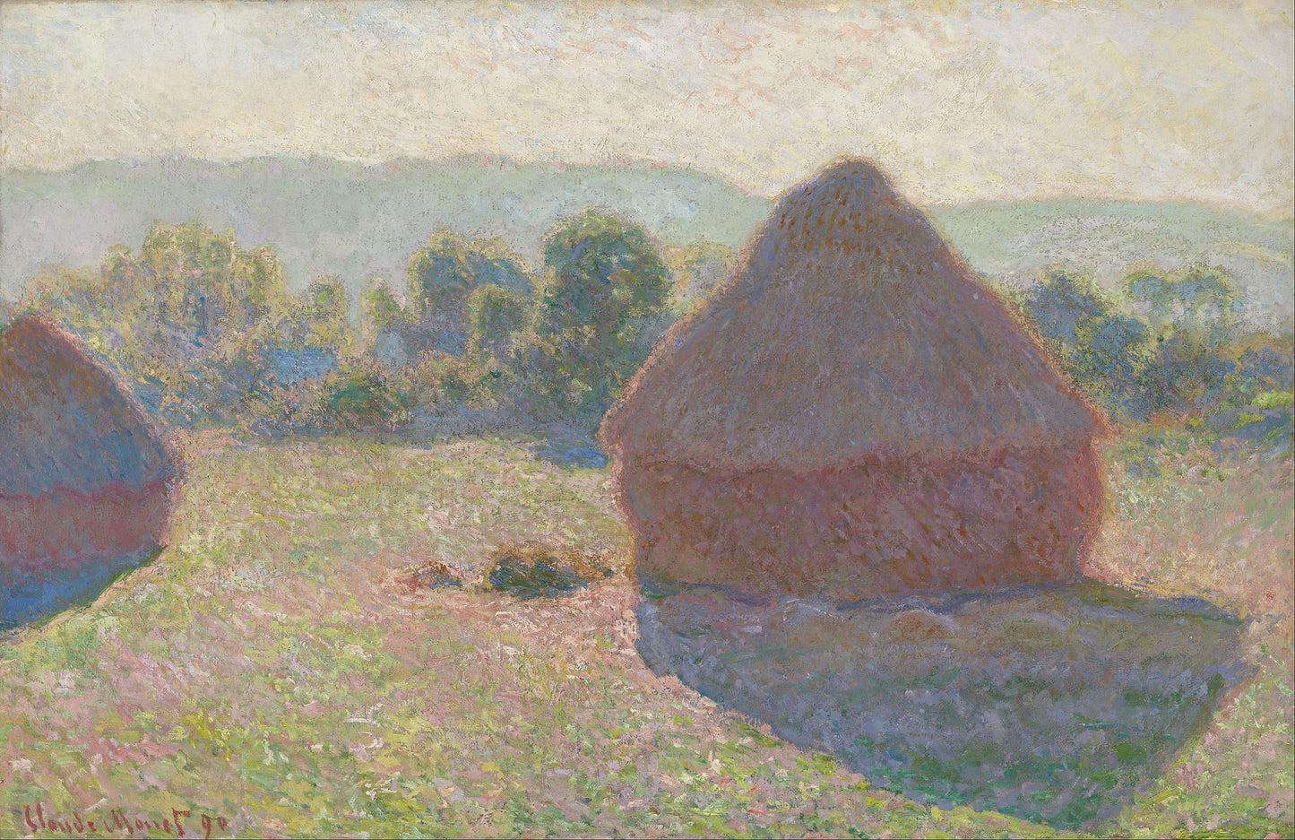 Monet - Haystacks, Midday - Meules, milieu du jour (1890)-Claude Monet-ArtPrintsS