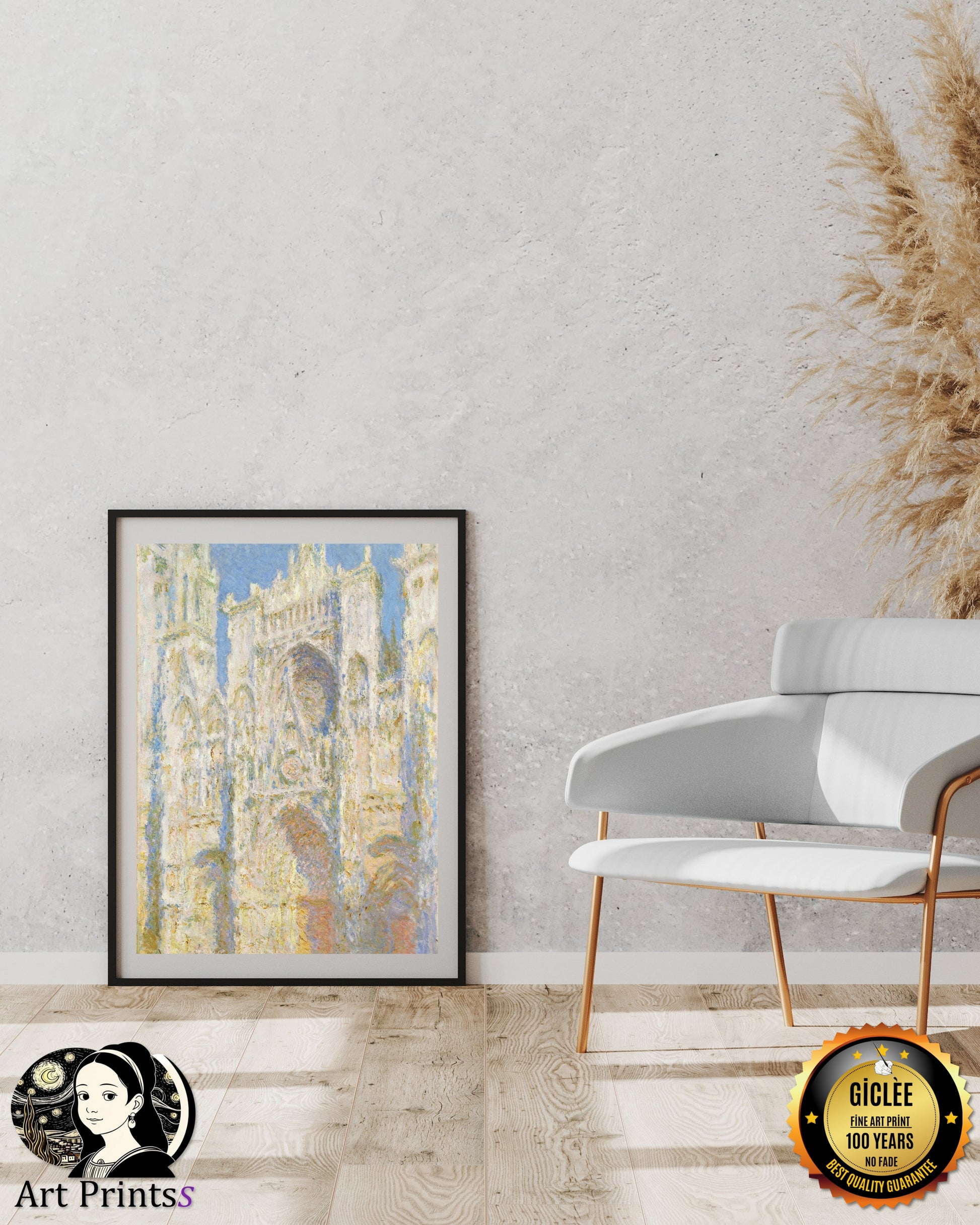Monet - Rouen Cathedral, West Façade, Sunlight (1894)-Claude Monet-ArtPrintsS