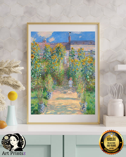 Monet - The Artist's Garden at Vétheuil (1881)-Claude Monet-ArtPrintsS