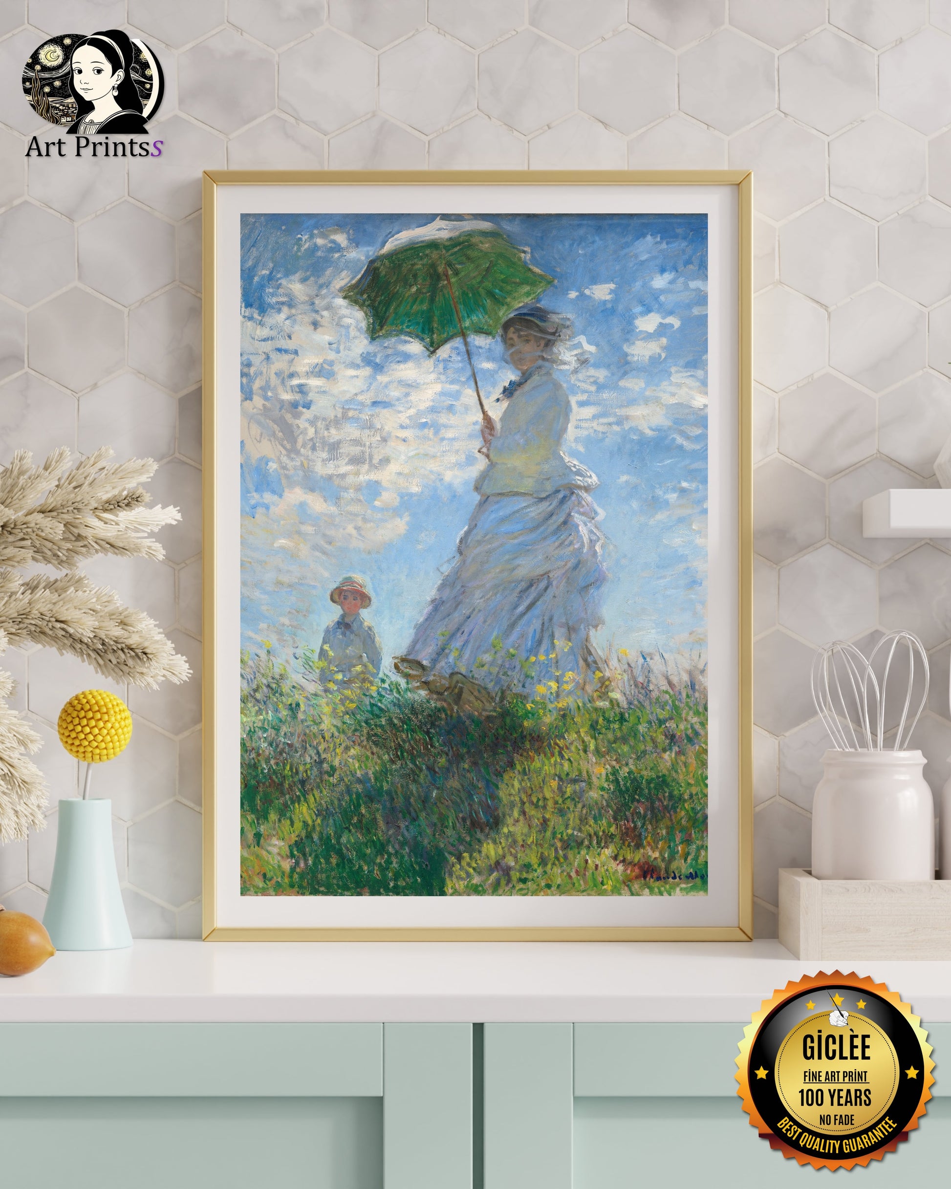 Monet - Woman with a Parasol (1875)-Claude Monet-ArtPrintsS