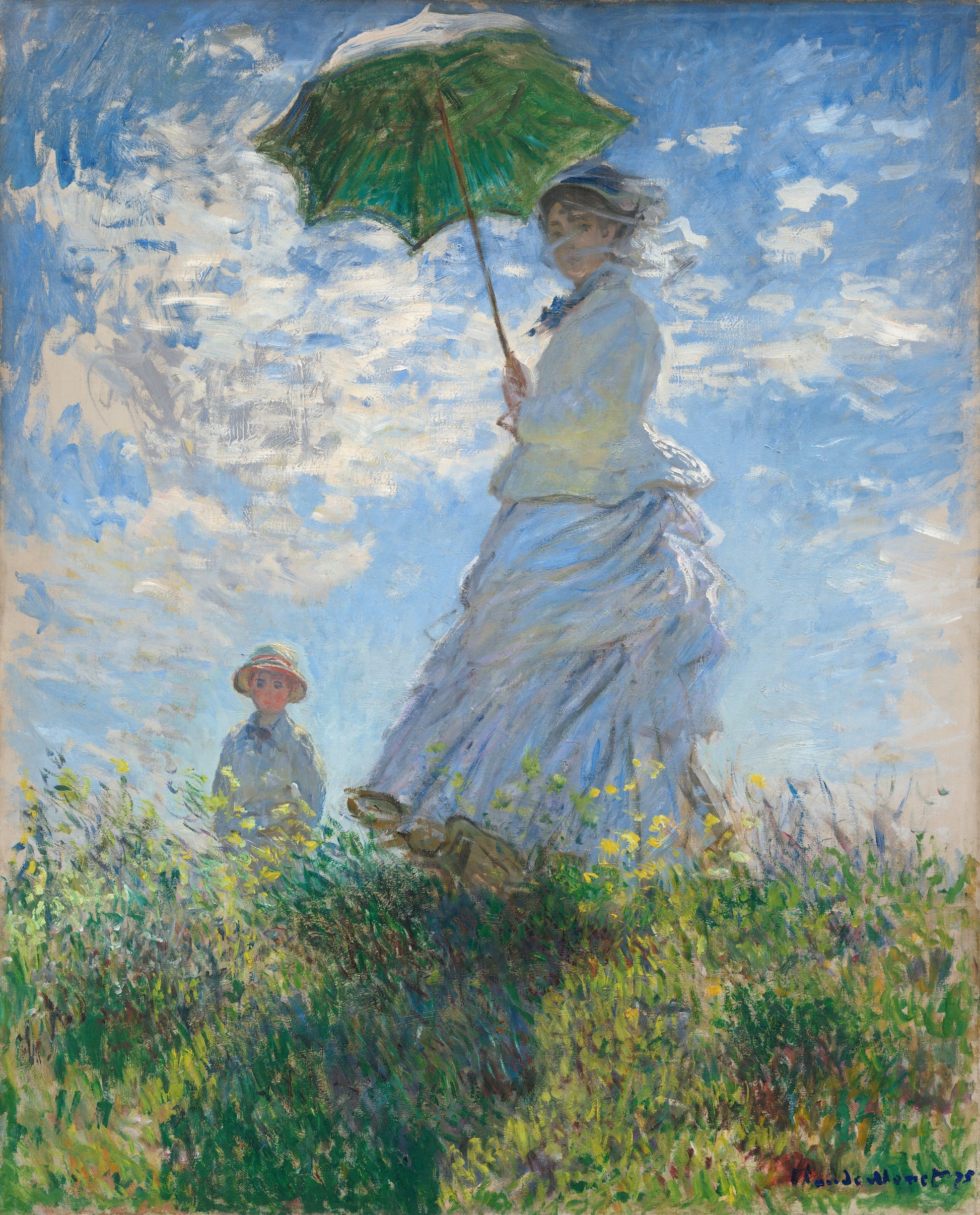 Monet - Woman with a Parasol (1875)-Claude Monet-ArtPrintsS