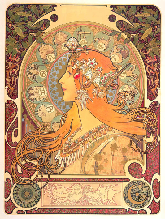 Mucha - Zodiac calendar for La Plume (1897)-Alphonse Mucha-ArtPrintsS