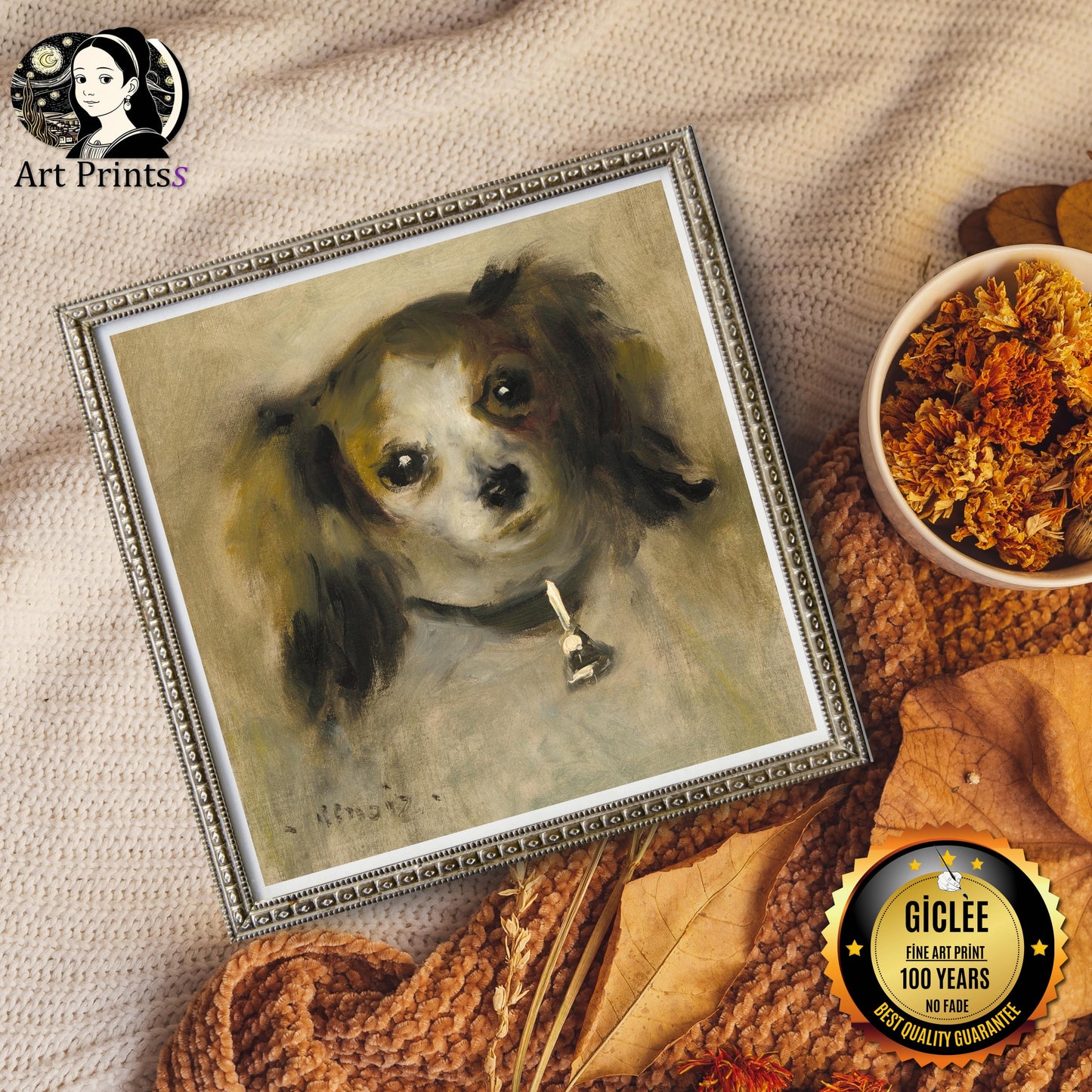 Renoir - Head of a dog (1870)-Pierre-Auguste Renoir-ArtPrintsS