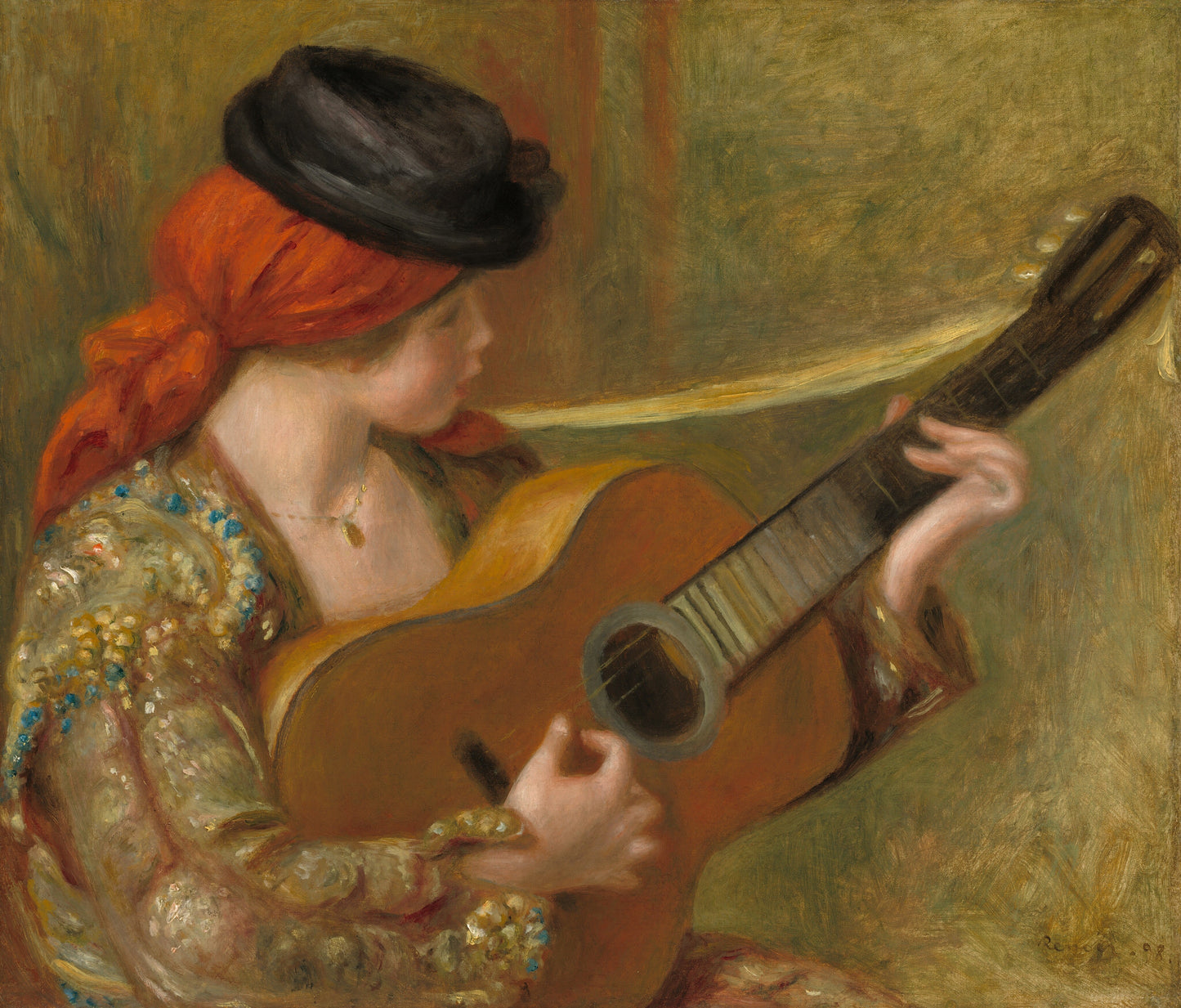 Renoir - Young Spanish Woman with a Guitar (1898)-Pierre-Auguste Renoir-ArtPrintsS