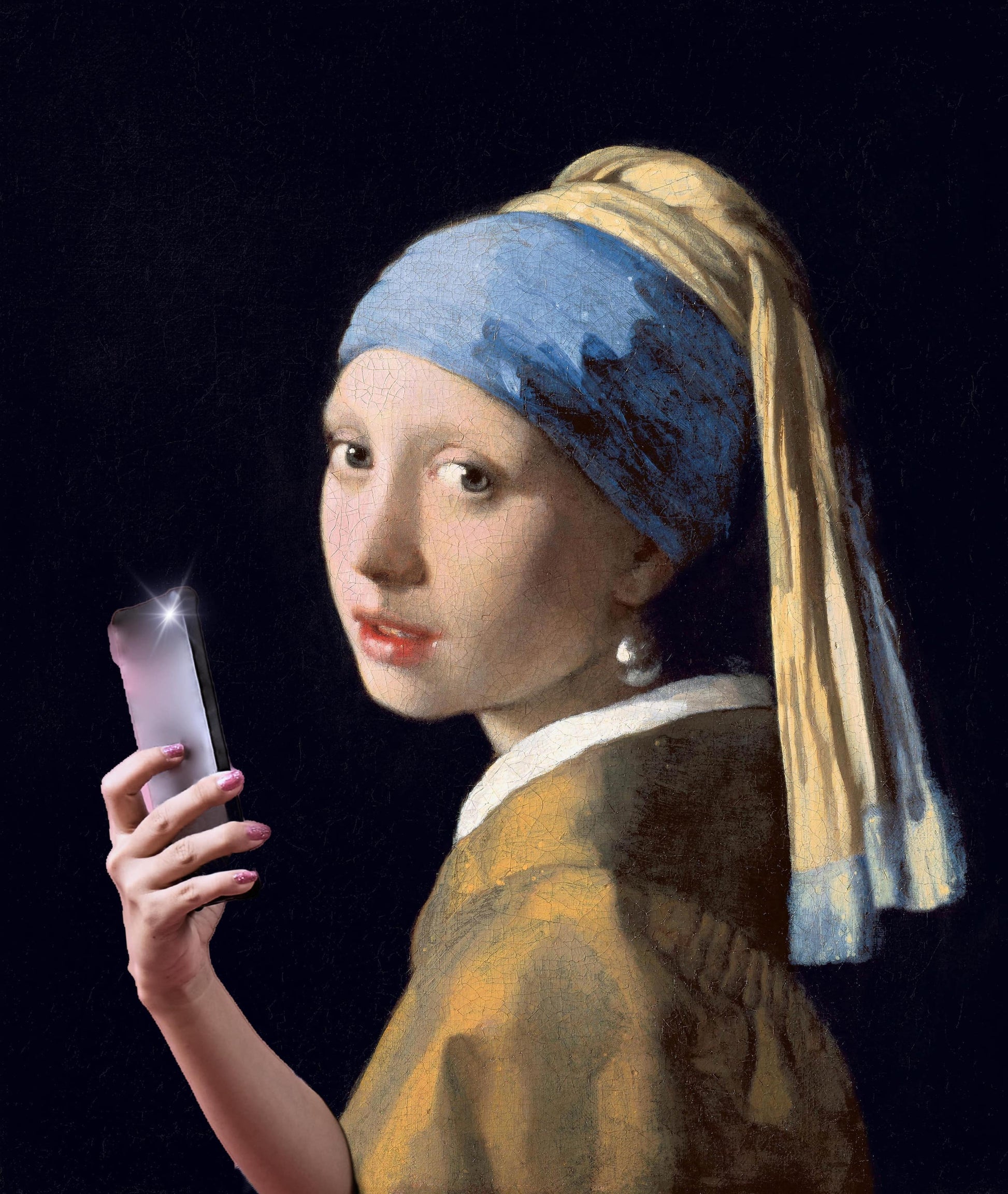 GirlwithaPearlEarringFunnyArtPrint-Selfie-ArtPrintsS