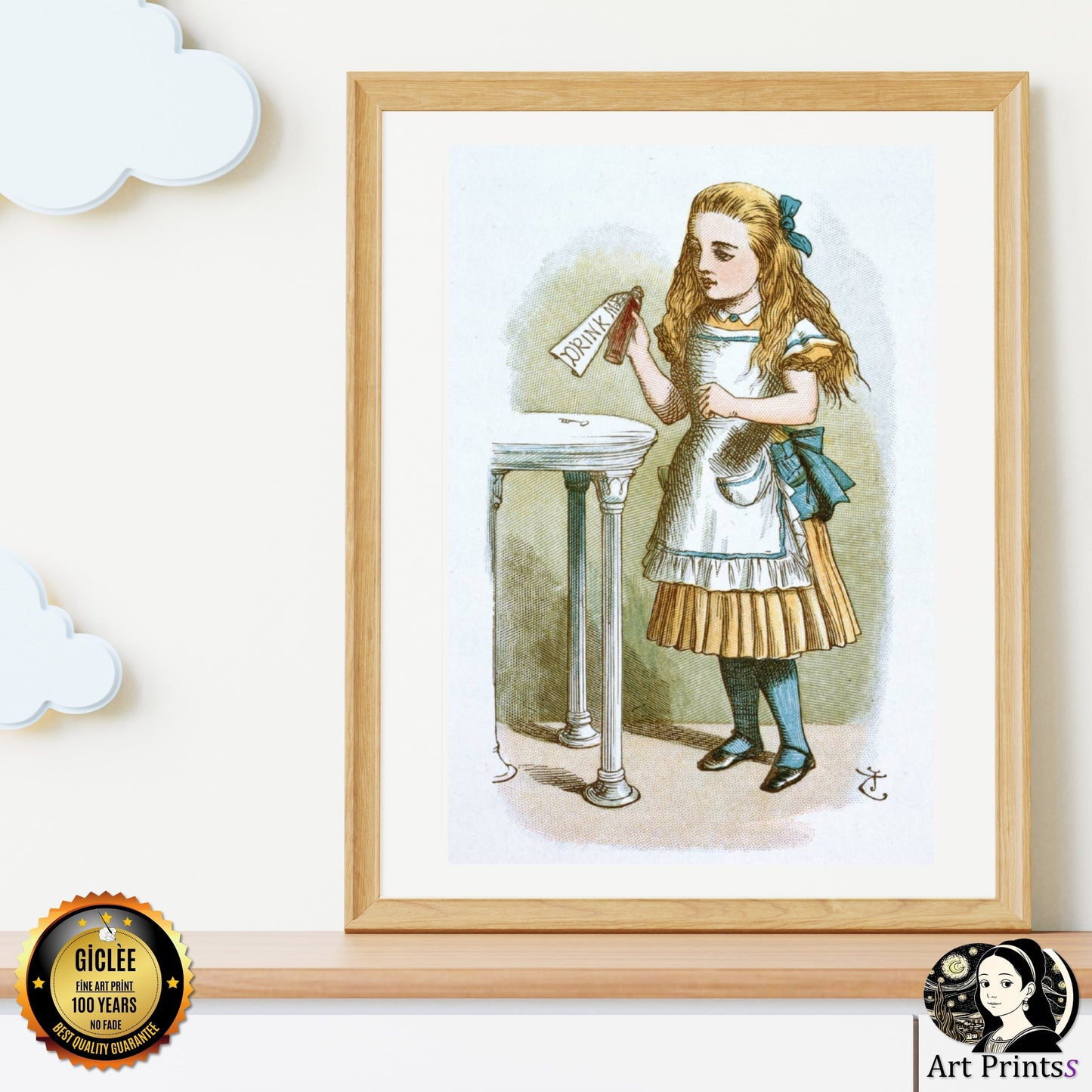 Tenniel - Drink Me from Alice's Adventures in Wonderland (1865)-John Tenniel-ArtPrintsS