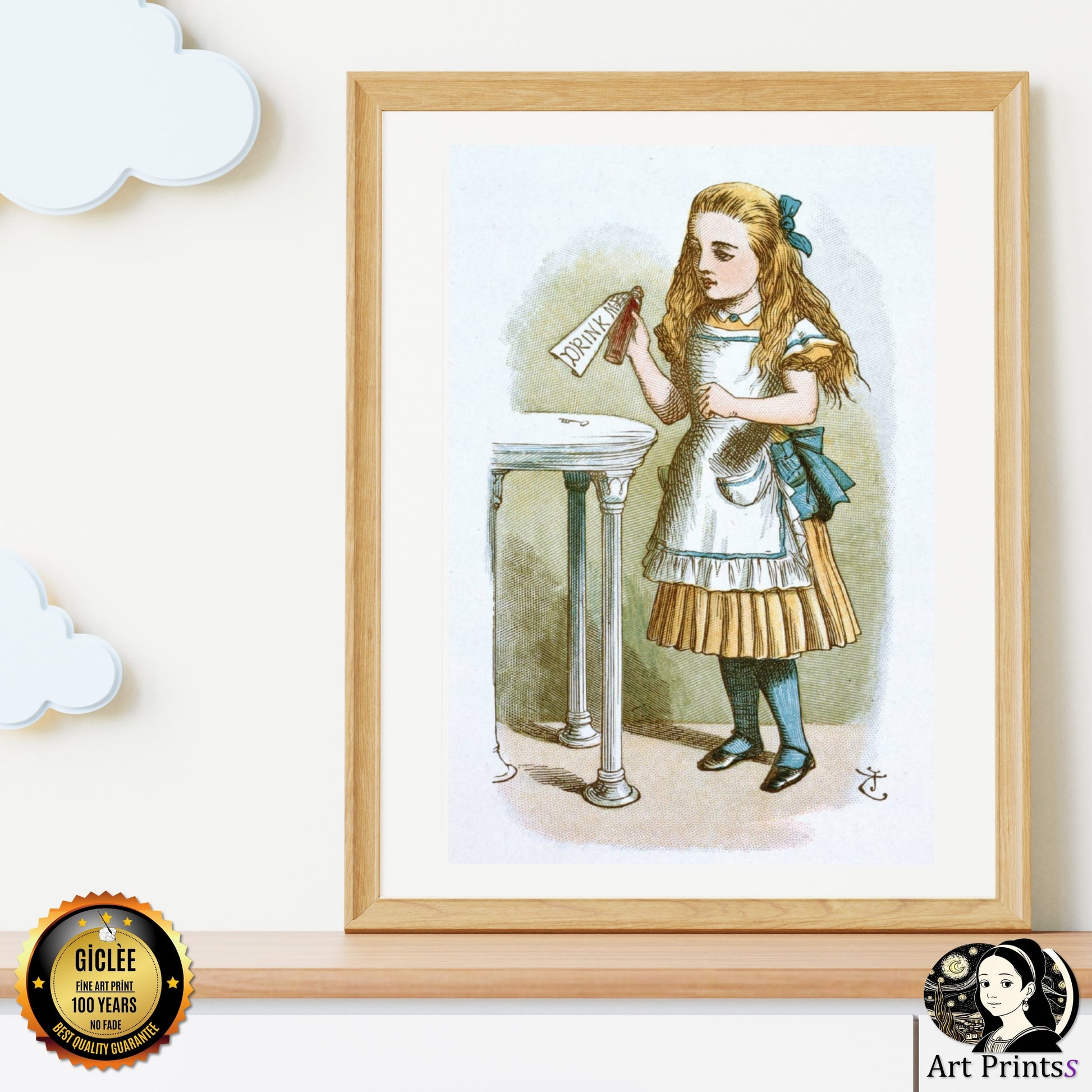 Tenniel - Drink Me from Alice's Adventures in Wonderland (1865)-John Tenniel-ArtPrintsS