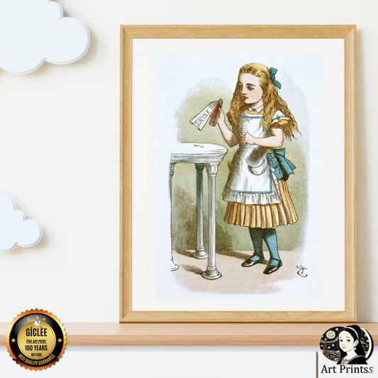 Tenniel - Drink Me from Alice's Adventures in Wonderland (1865)-John Tenniel-ArtPrintsS