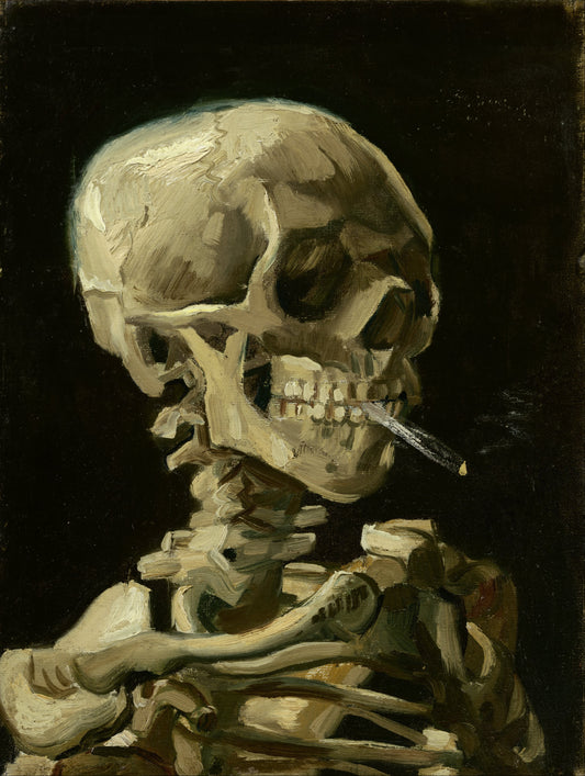Van Gogh - Head of a skeleton with a burning Cigarette (1886)-Vincent Van Gogh-ArtPrintsS
