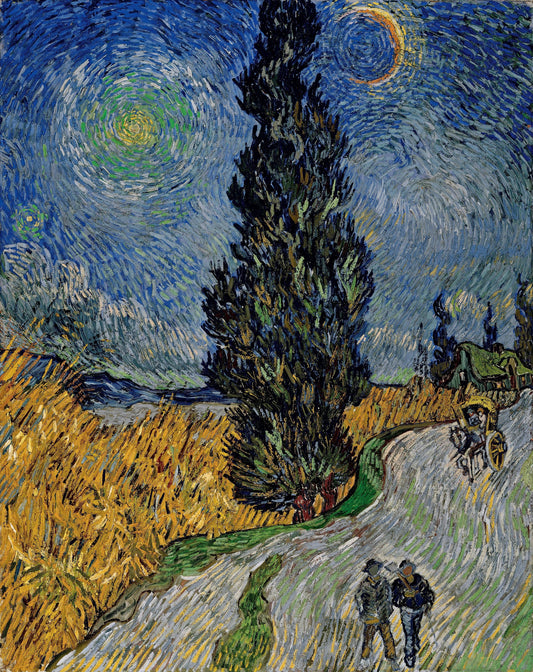 Van Gogh - Road with Cypress and Star (1890)-Vincent Van Gogh-ArtPrintsS
