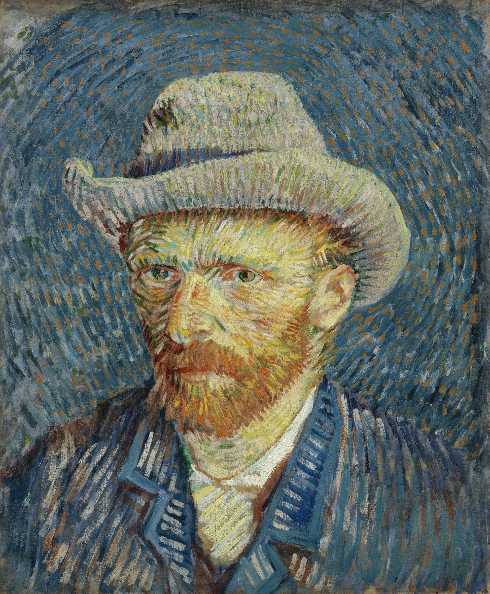 Van Gogh - Self-portrait with grey felt hat (1887)-Vincent Van Gogh-ArtPrintsS