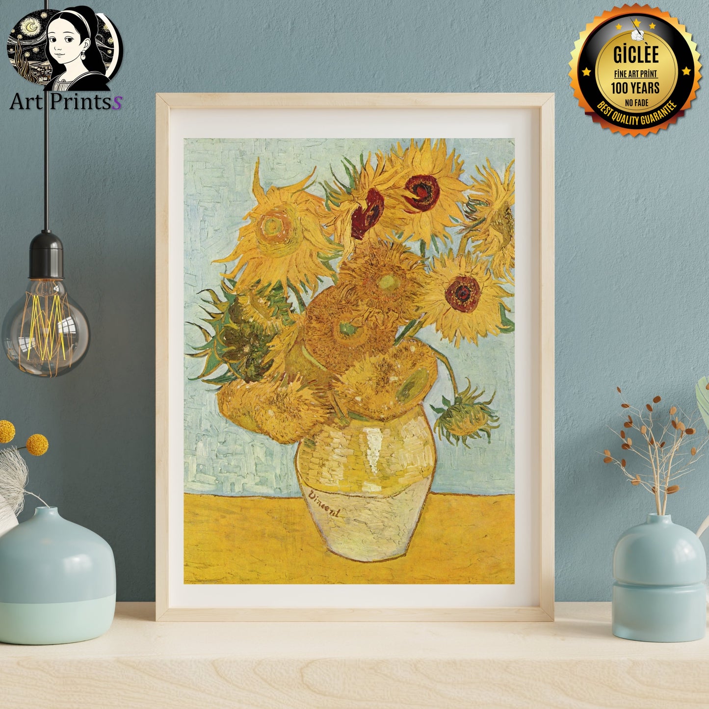Van Gogh - Still Life Vase with Fourteen Sunflowers (1888)-Vincent Van Gogh-ArtPrintsS