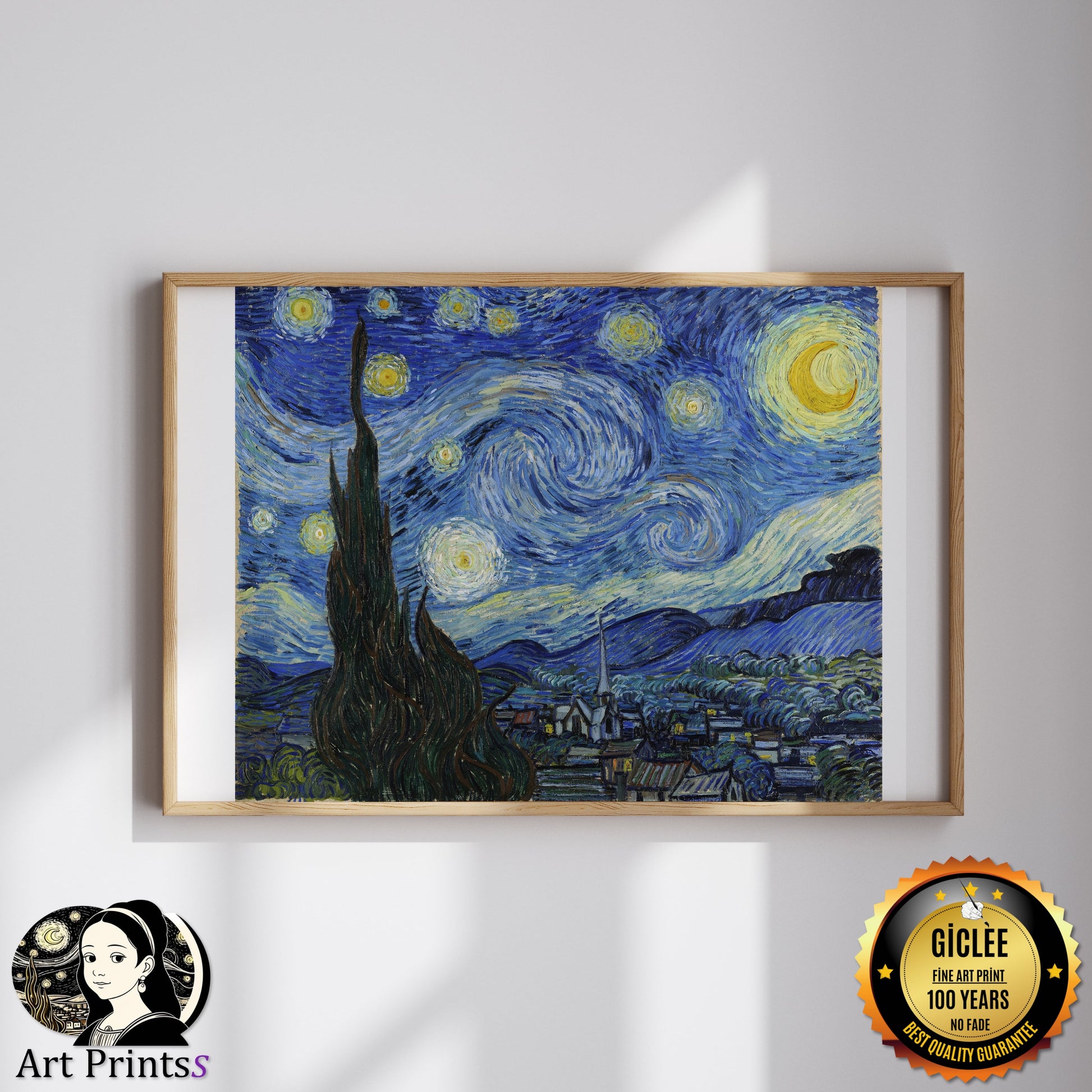 Van Gogh - The Starry Night (1889)-Vincent Van Gogh-ArtPrintsS