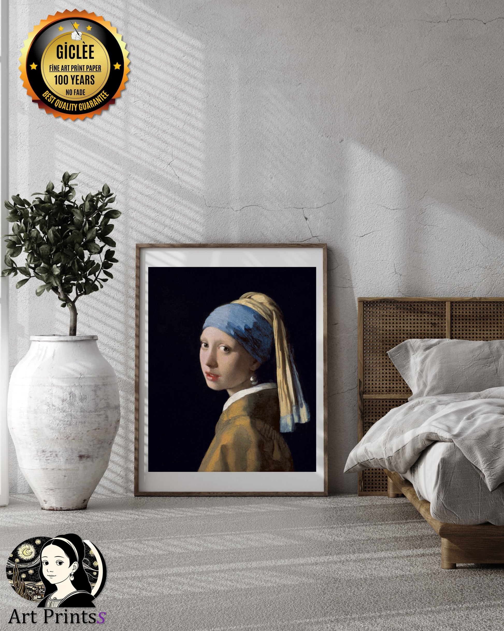Vermeer - Girl with a Pearl Earring (1665)-Johannes Vermeer-ArtPrintsS