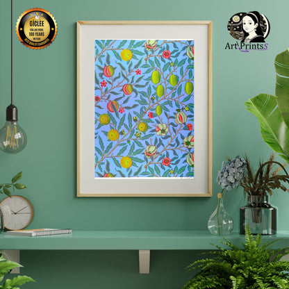 William Morris Art Print Pomegranate Fruit blue